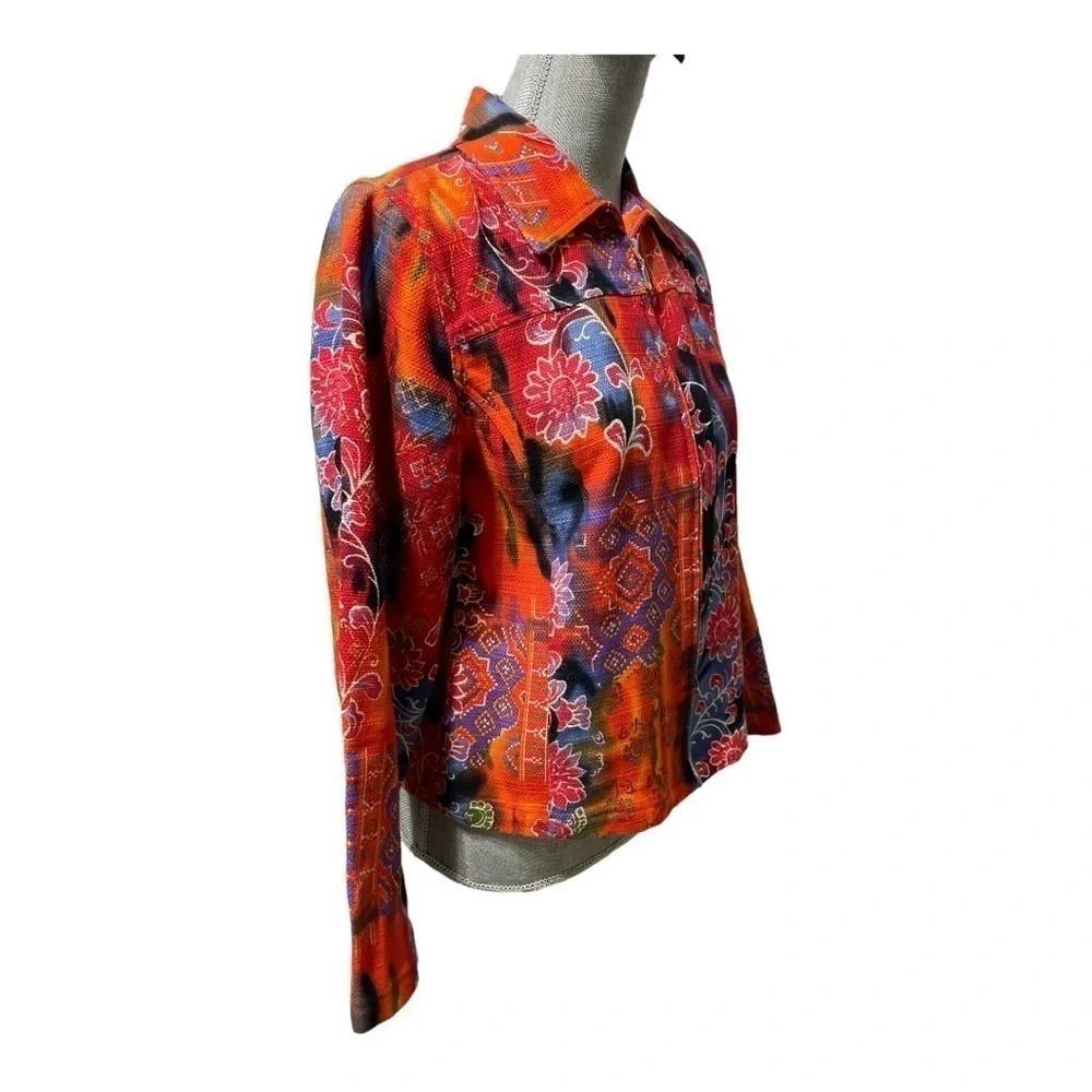 Coldwater Creek XS Southwestern Aztec Floral Zip Jacket Boho Western